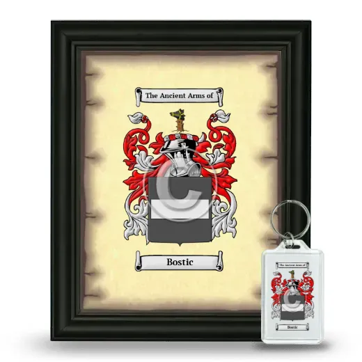 Bostic Framed Coat of Arms and Keychain - Black
