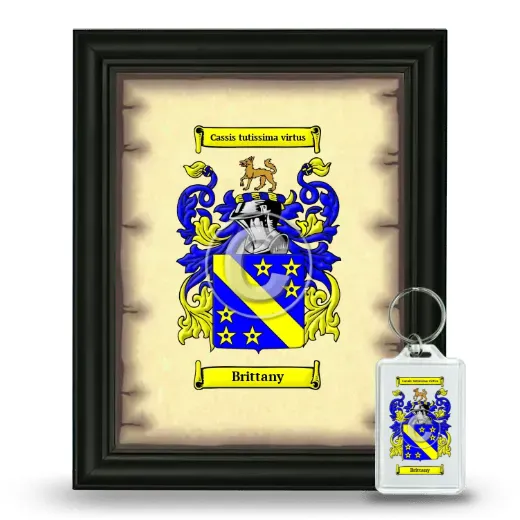 Brittany Framed Coat of Arms and Keychain - Black
