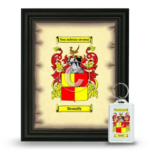 Bromily Framed Coat of Arms and Keychain - Black