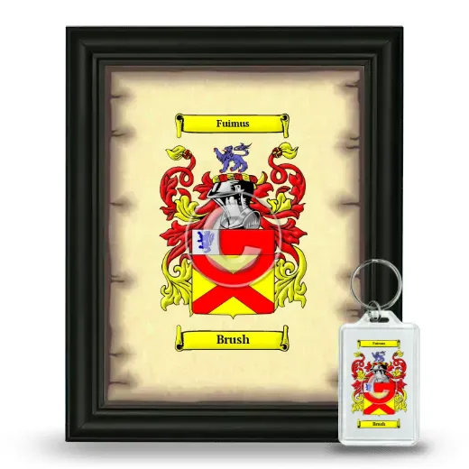 Brush Framed Coat of Arms and Keychain - Black