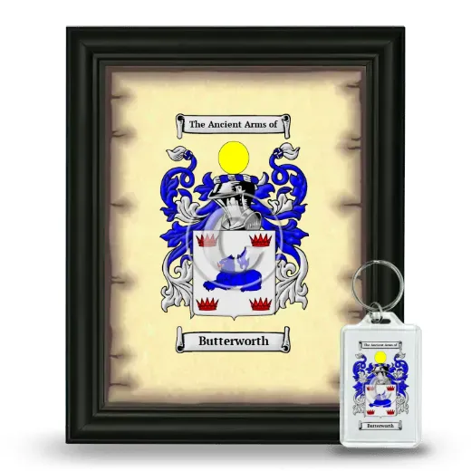 Butterworth Framed Coat of Arms and Keychain - Black