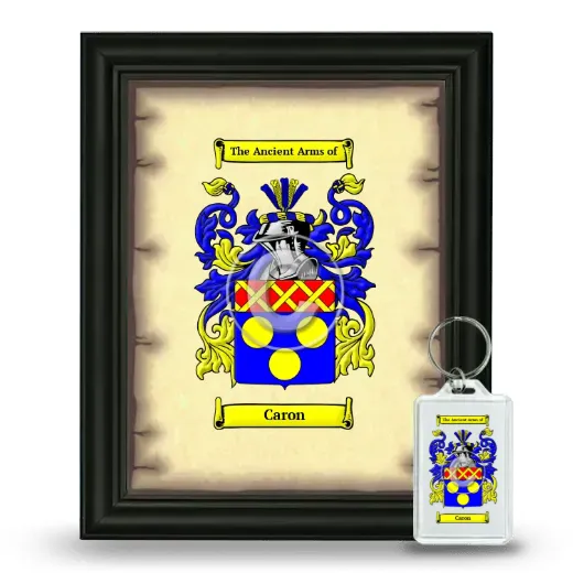 Caron Framed Coat of Arms and Keychain - Black