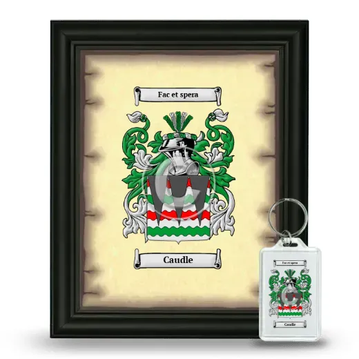 Caudle Framed Coat of Arms and Keychain - Black