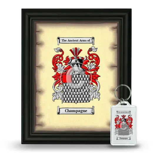 Champagne Framed Coat of Arms and Keychain - Black
