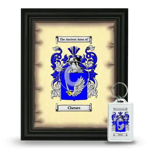 Chenes Framed Coat of Arms and Keychain - Black