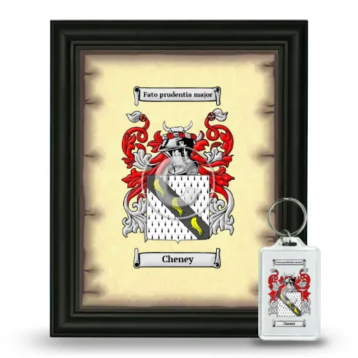 Cheney Framed Coat of Arms and Keychain - Black