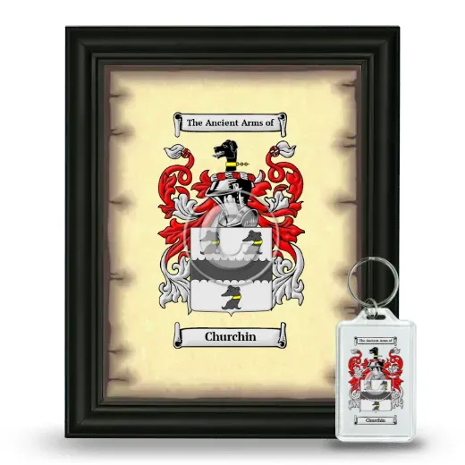 Churchin Framed Coat of Arms and Keychain - Black