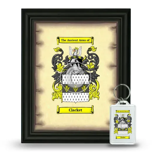 Clacket Framed Coat of Arms and Keychain - Black