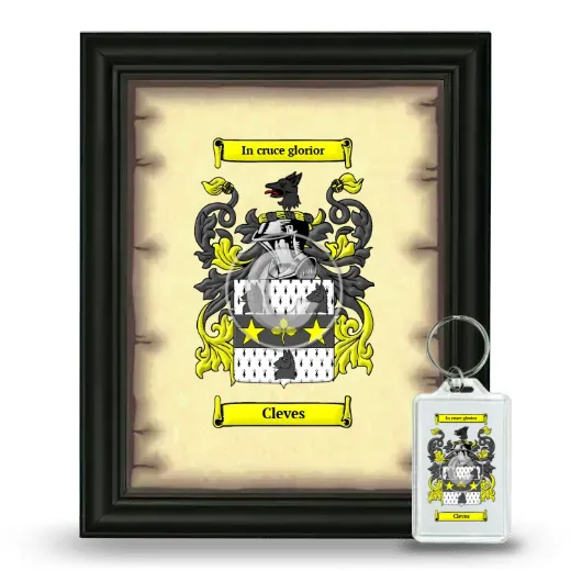 Cleves Framed Coat of Arms and Keychain - Black