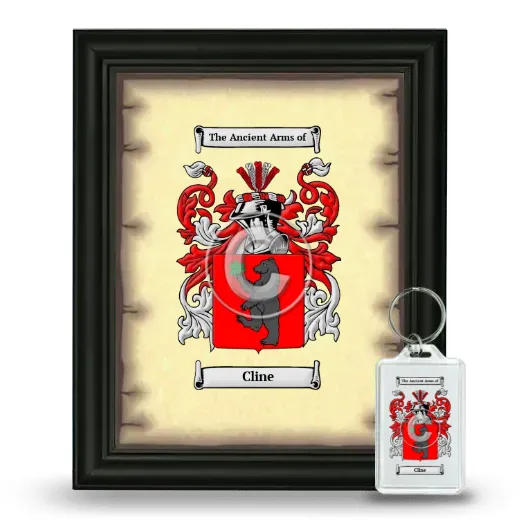 Cline Framed Coat of Arms and Keychain - Black