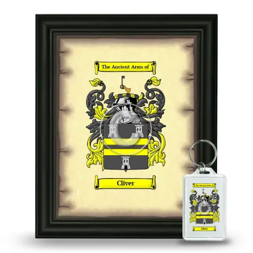 Cliver Framed Coat of Arms and Keychain - Black