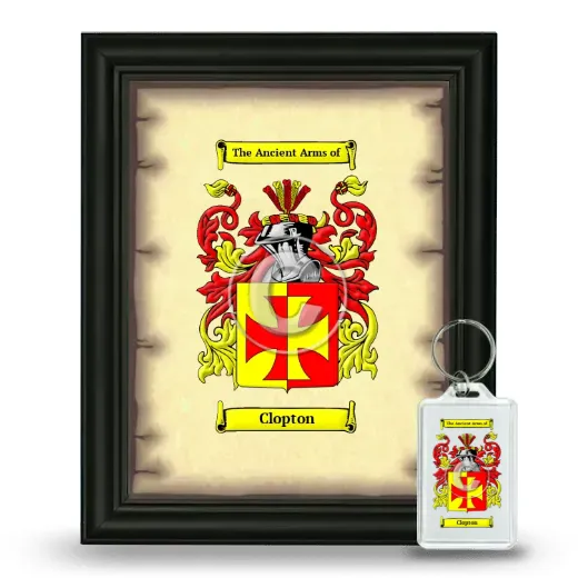 Clopton Framed Coat of Arms and Keychain - Black