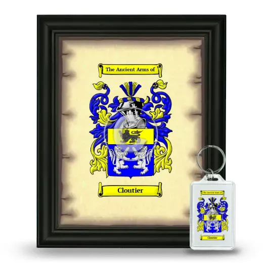 Cloutier Framed Coat of Arms and Keychain - Black