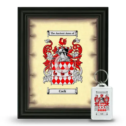 Cock Framed Coat of Arms and Keychain - Black