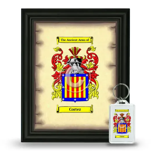 Cortez Framed Coat of Arms and Keychain - Black