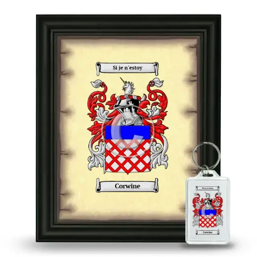 Corwine Framed Coat of Arms and Keychain - Black