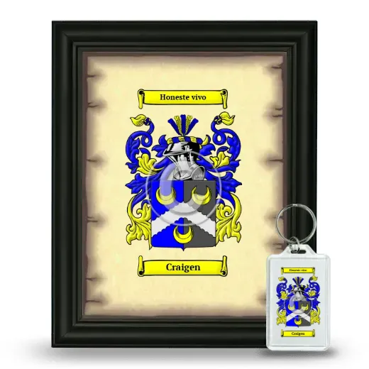 Craigen Framed Coat of Arms and Keychain - Black