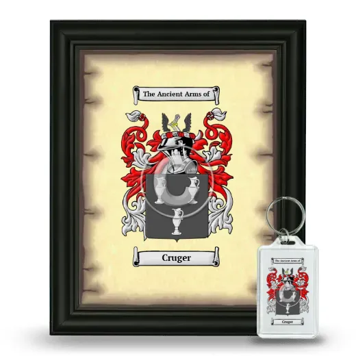 Cruger Framed Coat of Arms and Keychain - Black