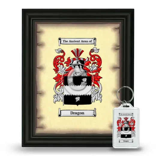Dragon Framed Coat of Arms and Keychain - Black