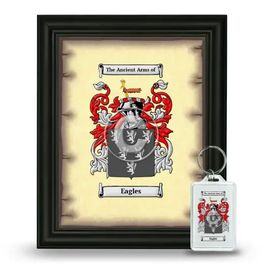 Eagles Framed Coat of Arms and Keychain - Black