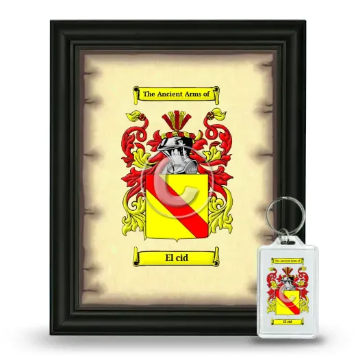 El cid Framed Coat of Arms and Keychain - Black