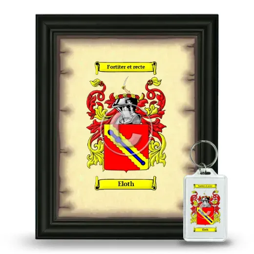 Eloth Framed Coat of Arms and Keychain - Black