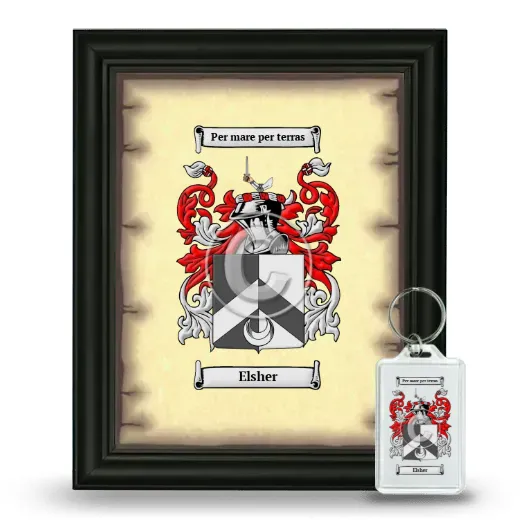 Elsher Framed Coat of Arms and Keychain - Black