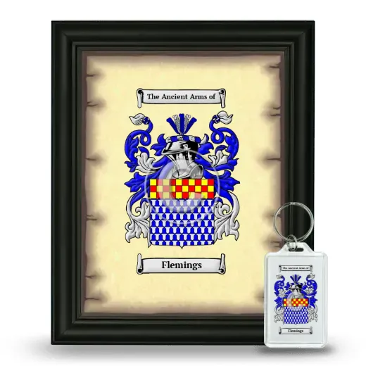 Flemings Framed Coat of Arms and Keychain - Black