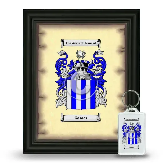 Gamer Framed Coat of Arms and Keychain - Black