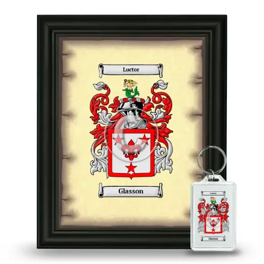 Glasson Framed Coat of Arms and Keychain - Black