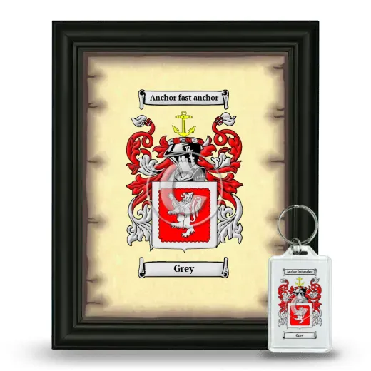Grey Framed Coat of Arms and Keychain - Black