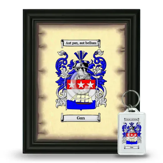 Gun Framed Coat of Arms and Keychain - Black