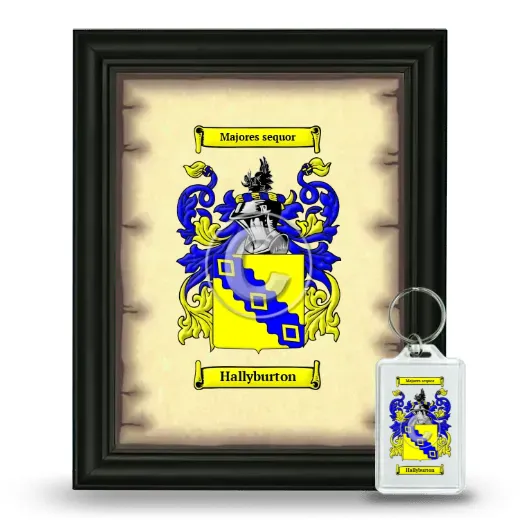 Hallyburton Framed Coat of Arms and Keychain - Black