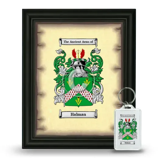 Halman Framed Coat of Arms and Keychain - Black