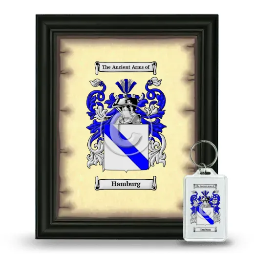 Hamburg Framed Coat of Arms and Keychain - Black