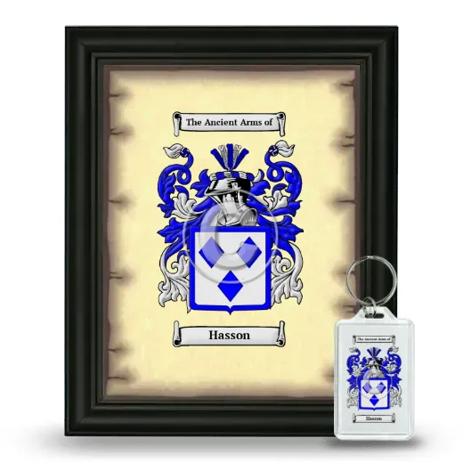 Hasson Framed Coat of Arms and Keychain - Black