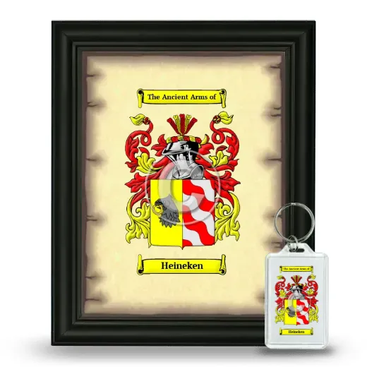 Heineken Framed Coat of Arms and Keychain - Black