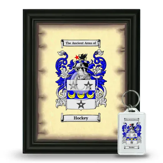 Hockey Framed Coat of Arms and Keychain - Black