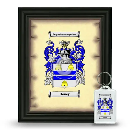 Honey Framed Coat of Arms and Keychain - Black