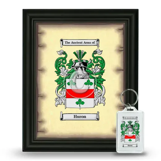 Huron Framed Coat of Arms and Keychain - Black