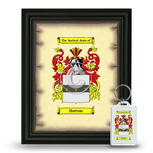 Hutton Framed Coat of Arms and Keychain - Black