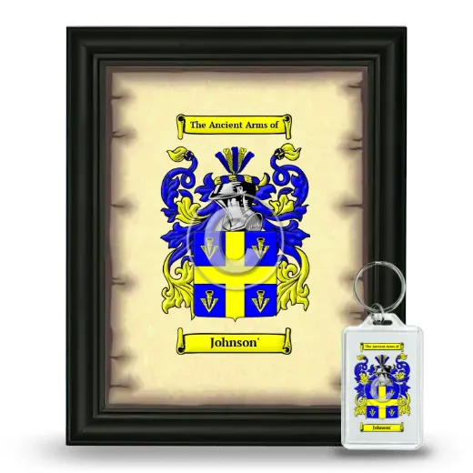 Johnson' Framed Coat of Arms and Keychain - Black