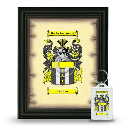 Kelliher Framed Coat of Arms and Keychain - Black