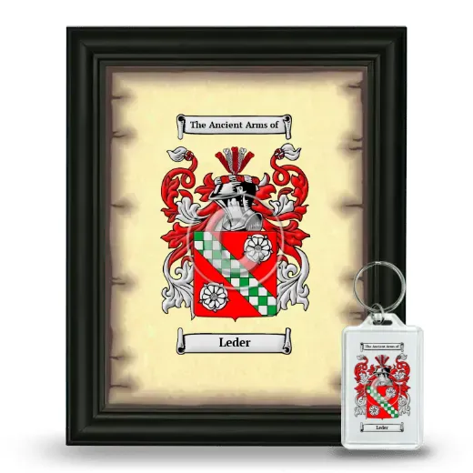 Leder Framed Coat of Arms and Keychain - Black