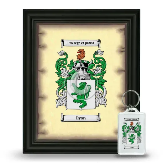 Lyon Framed Coat of Arms and Keychain - Black