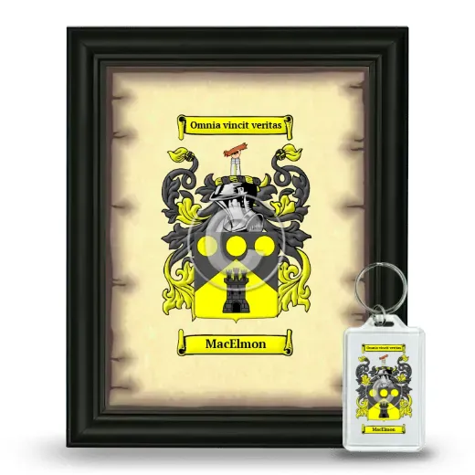 MacElmon Framed Coat of Arms and Keychain - Black