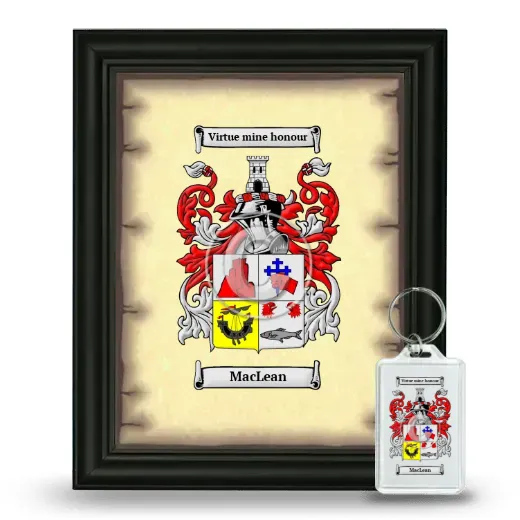 MacLean Framed Coat of Arms and Keychain - Black