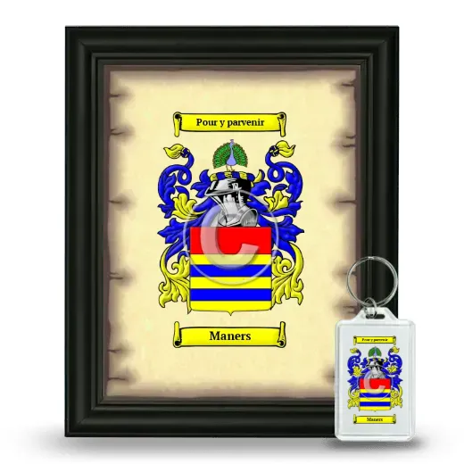 Maners Framed Coat of Arms and Keychain - Black
