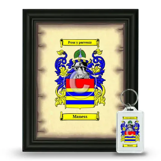Maness Framed Coat of Arms and Keychain - Black