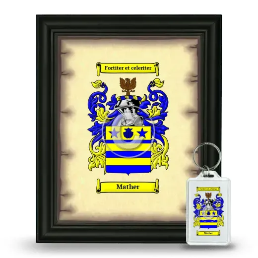 Mather Framed Coat of Arms and Keychain - Black